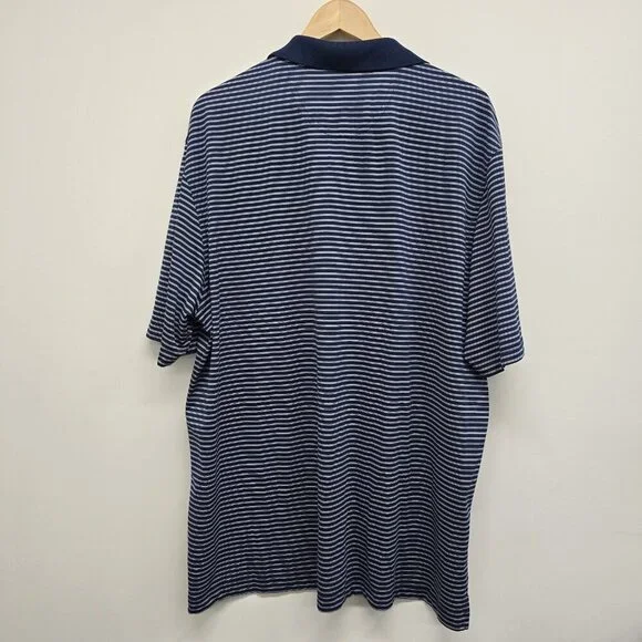 Greg Norman Play Dry Golf Polo Shirt Size XXL Performance Striped Navy White EUC - Picture 2 of 7